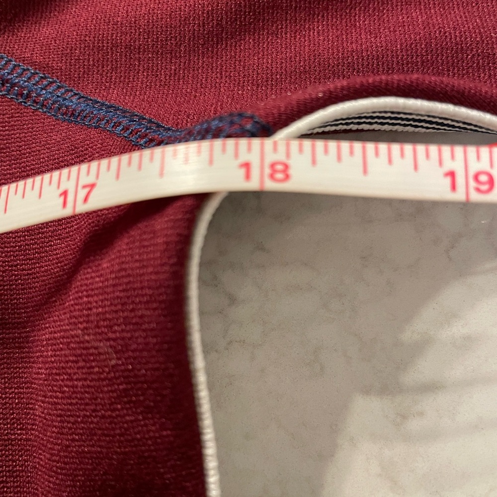 144. Parts + Labor Femme Sauvage Large Maroon/blue long sleeve crop shirt - Picture 4 of 8